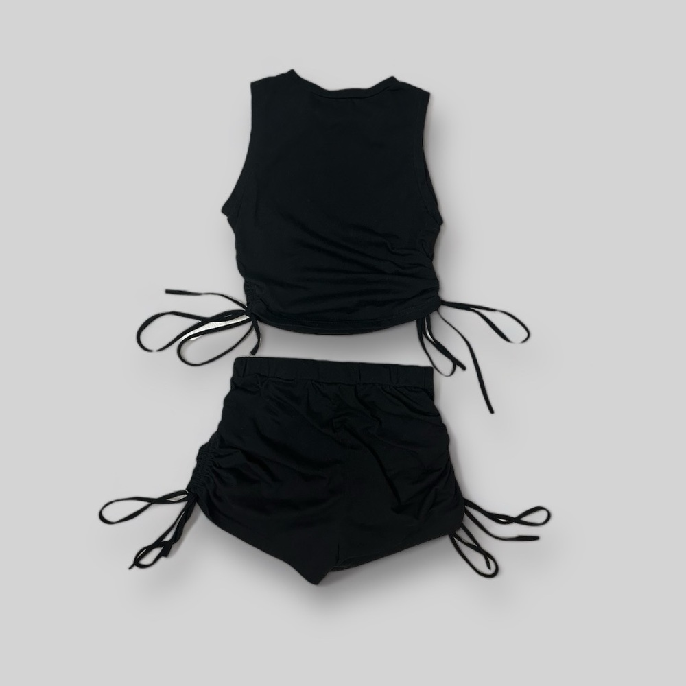 Drawstring Ruched Cropped Tank & Shorts Set (never worn) - Picture 2 of 2